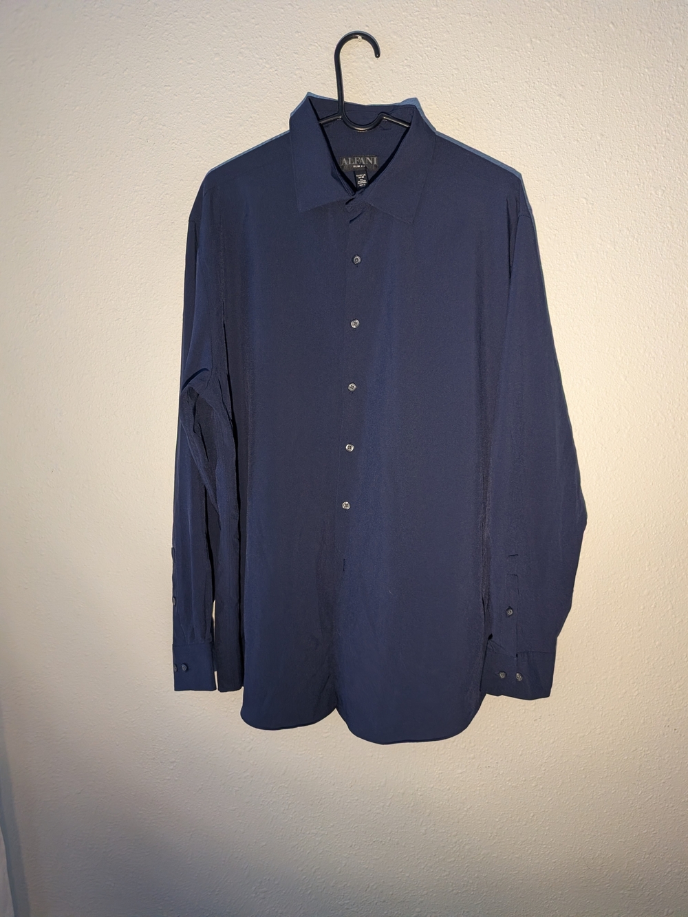 Alfani Men's Navy Dress Shirt 17-17 1/2 34-35 Slim fit